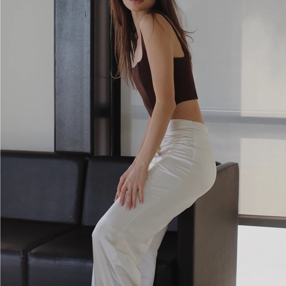 SALT + CO. - Bottom No. 03, Satin Wide Leg Pants in Pearl (NWT) - Picture 6 of 6